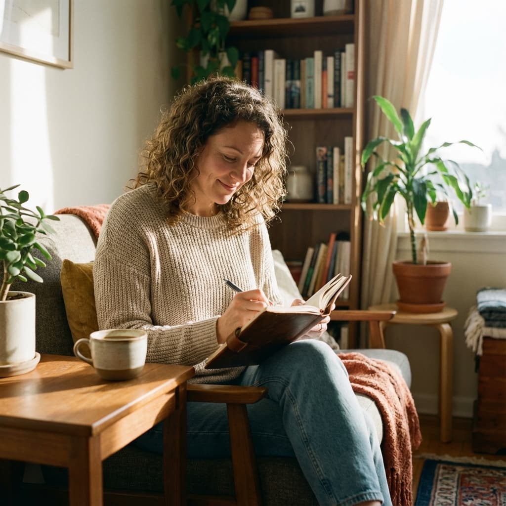 Relaxed journaling moment